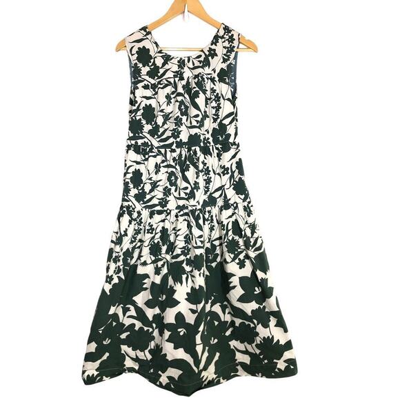 Peter Som Collective Dress Floral Print Sleeveless Tiered Midi Green Size 10 - Picture 6 of 13